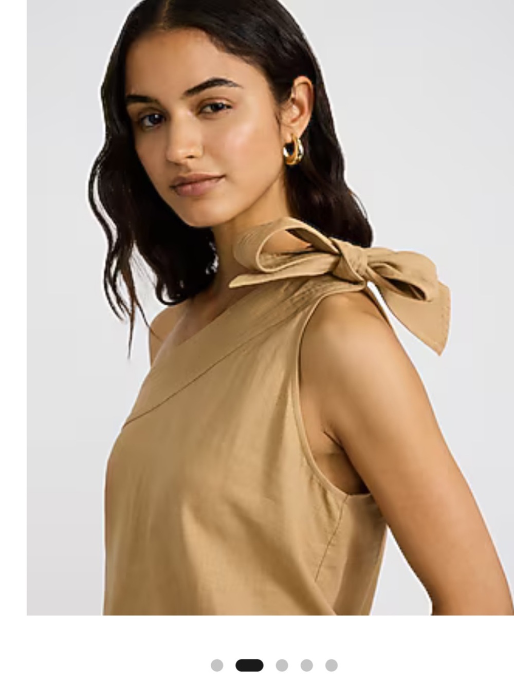 Express One-Shoulder Bow Top in Tan